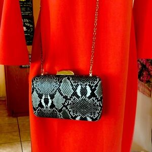 Faux Snakeskin Clutch